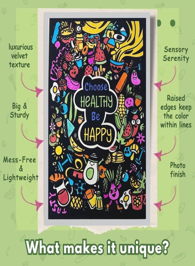 PepPlay Velvet Colouring Canvas - Colourful Health -Birthday and Return Gift for 10-99 Years, Picnic and Group Activities, Mess Free Travel Coloring, Meditative Art - Image 3